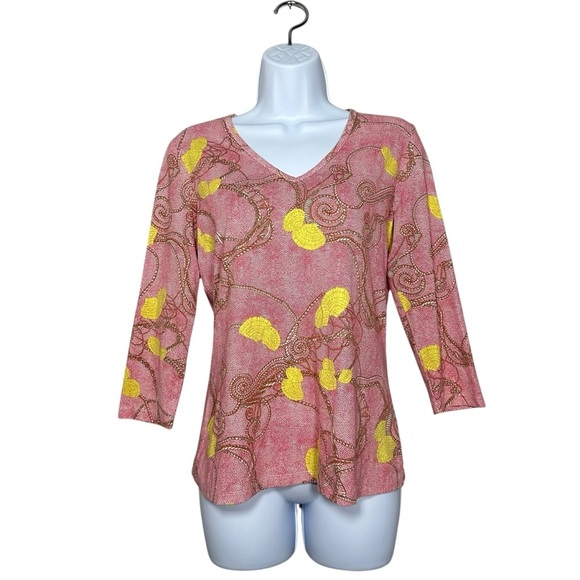 J.McLaughlin Catalina Cloth Top Small Red Rope Shell Nautical 3/4 Sleeve Preppy - Picture 8 of 9